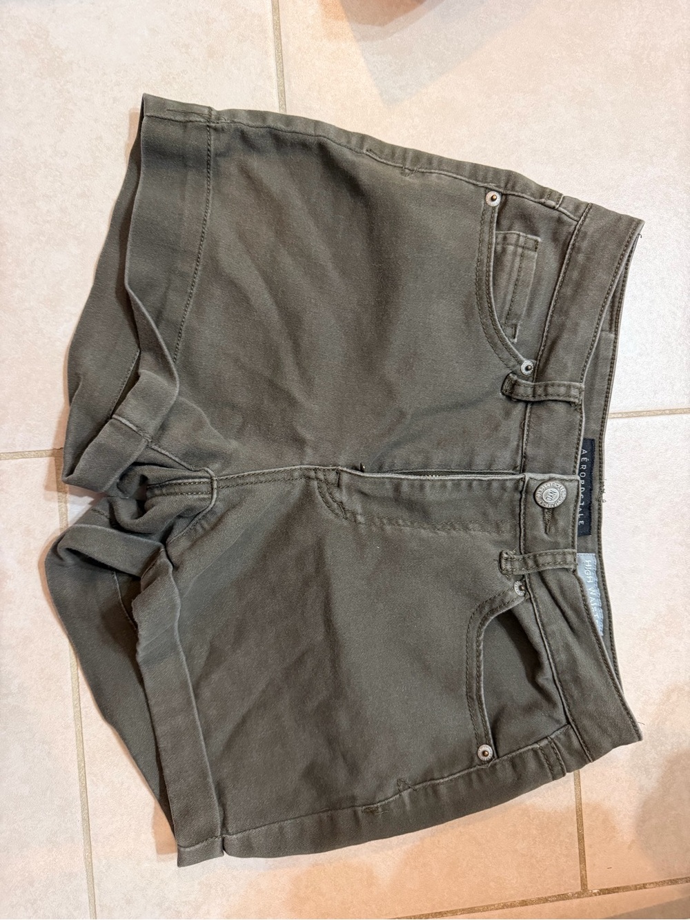 Aeropostale Olive Green Casual Denim-Style Shorts